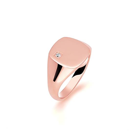 Round Diamond Gents Cushion Signet Ring