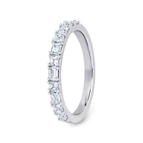 Princess And Baguette Castle & Claw Set Half Eternity Ring