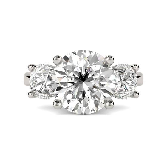 0.75ct SI2/G Unique Natural Round Diamond Trilogy Ring in Palladium