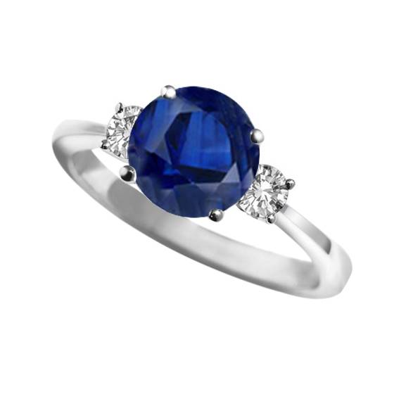 1.00ct VS/E-F Elegant Blue Sapphire and Natural Diamond Trilogy Ring in Platinum