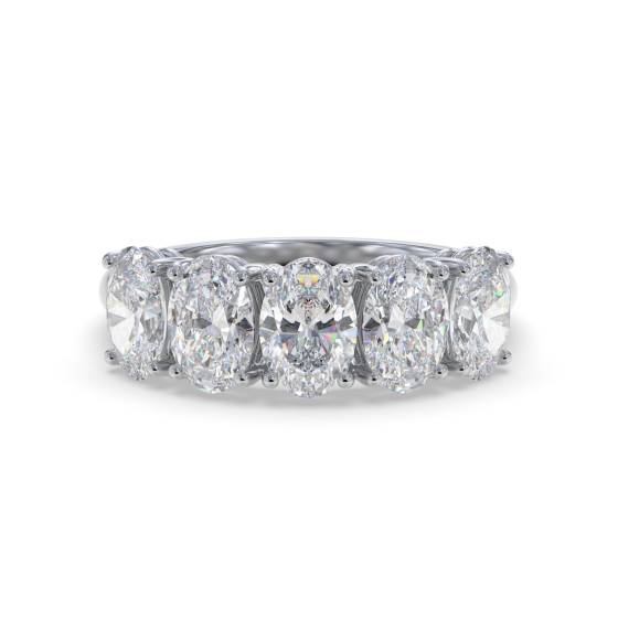 0.50ct VS2/F Oval Natural Diamond 5 Stone Ring