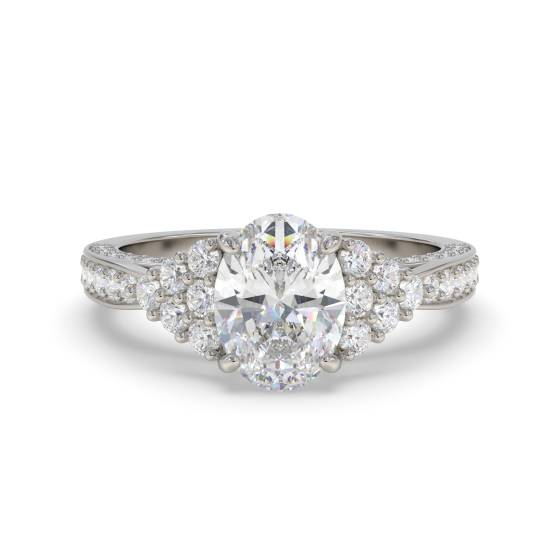 Oval and Round Diamond Vintage Ring