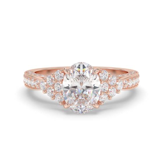 Oval and Round Diamond Vintage Ring