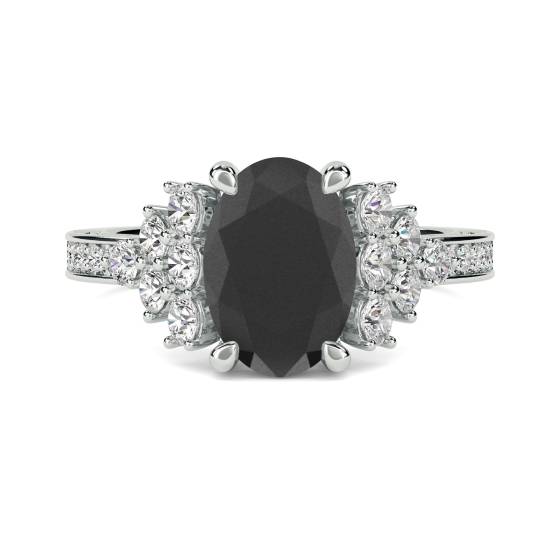 Black Diamond Shoulder Set Ring