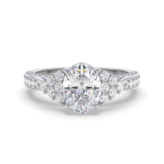 Oval and Round Diamond Vintage Ring