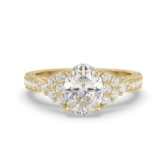 Oval and Round Diamond Vintage Ring