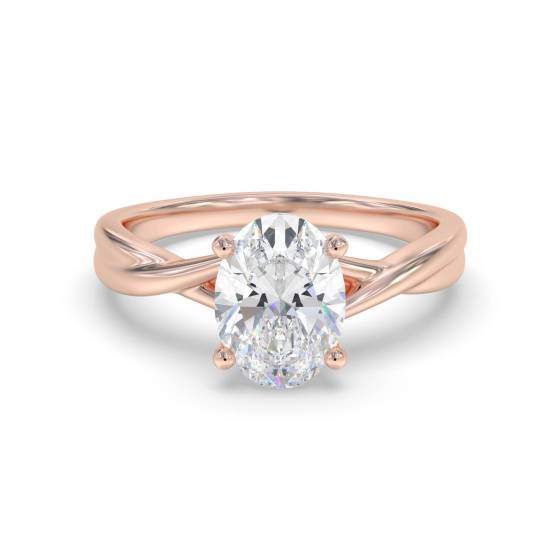 Infinity Twist Oval Diamond Engagement Ring