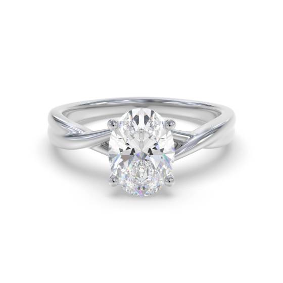 Infinity Twist Oval Diamond Engagement Ring