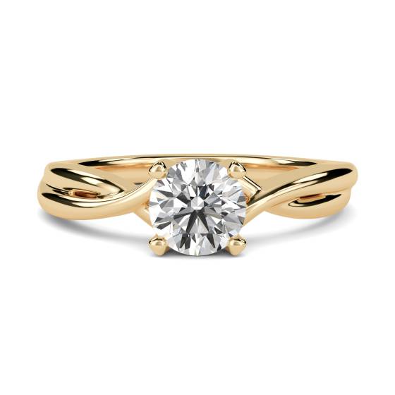 GIA Certified 0.70ct VS2/I Modern Intertwined Natural Round Diamond Engagement Ring in 18k Yellow Gold
