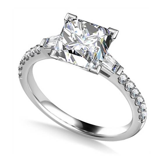 0.75ct VVS2/F Natural Princess cut Diamond Trilogy Ring in Platinum