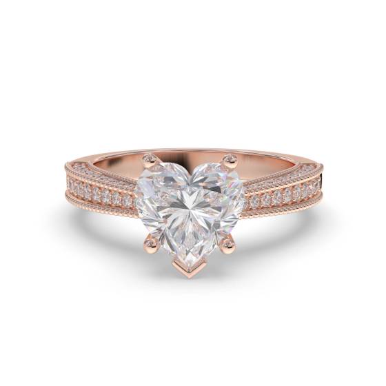 Heart and Round Diamond Vintage Ring