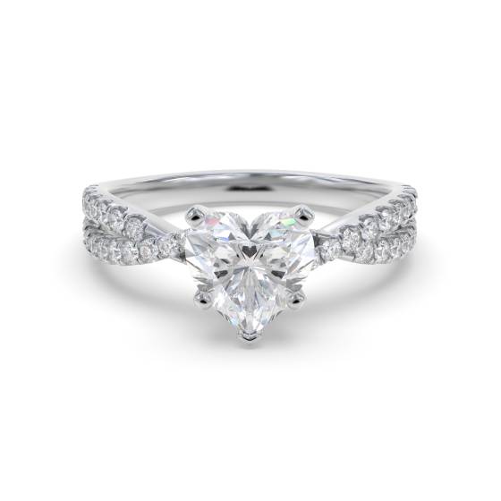 Unique Heart and Round Diamond Ring