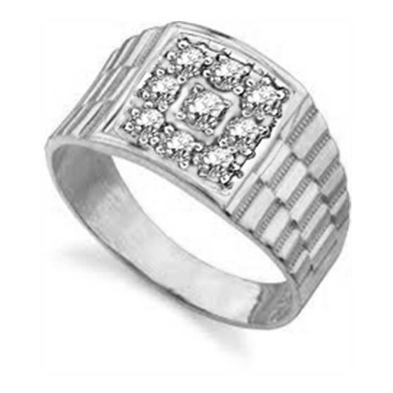 0.50ct VS2/G Natural Round Diamond Mens Ring in 9k White Gold