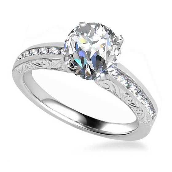 0.50ct VS1/F Natural Round Diamond Vintage Ring in Platinum