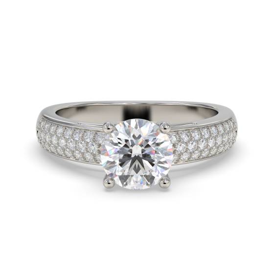 Three Row Round Diamond Vintage Ring