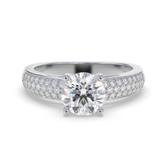 1.00ct SI1/F Natural Round Diamond Shoulder Set Ring in Platinum