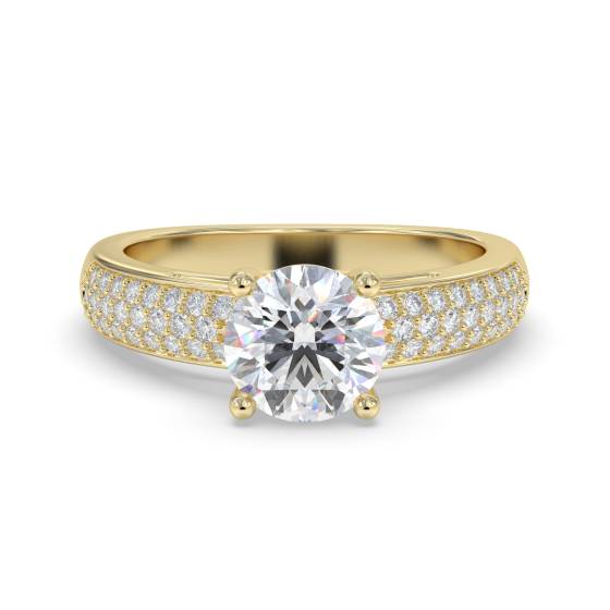 Three Row Round Diamond Vintage Ring