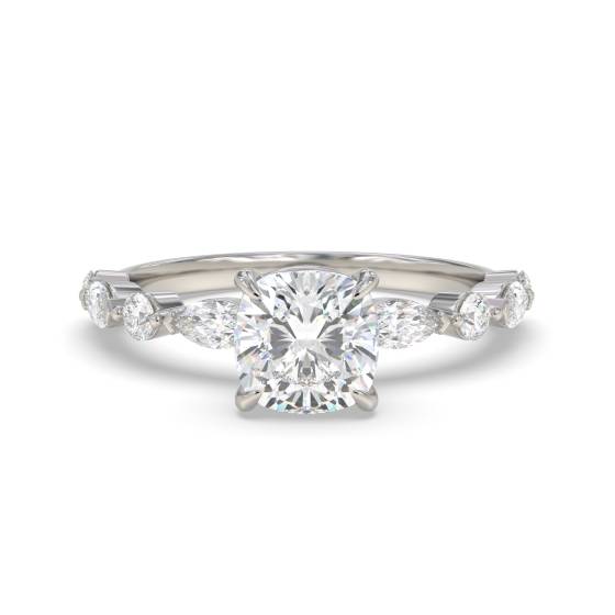 Cushion Diamond Shoulder Set Ring