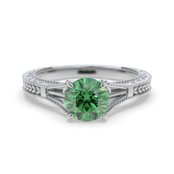 Vintage Emerald Diamond Solitaire Ring