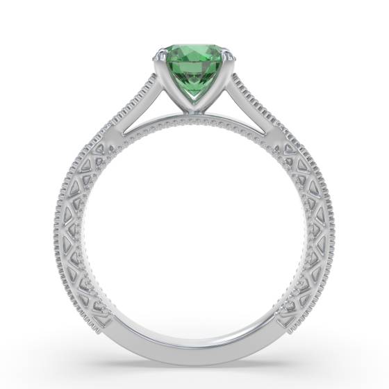 Vintage Emerald Diamond Solitaire Ring