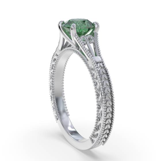 Vintage Emerald Diamond Solitaire Ring