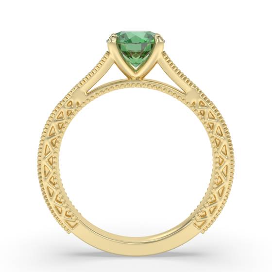 Vintage Emerald Diamond Solitaire Ring