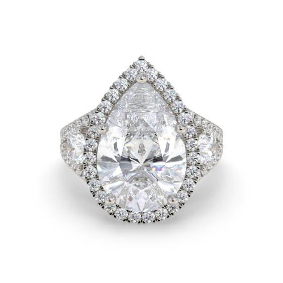 Pear Diamond Split Shoulder Set Ring