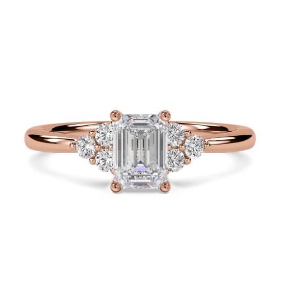 Emerald Diamond Side Stone Cluster Ring