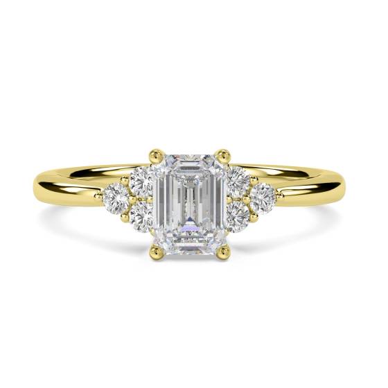 Emerald Diamond Side Stone Cluster Ring