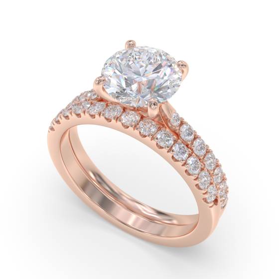 Round Diamond Shoulder Set Diamond Engagement Ring