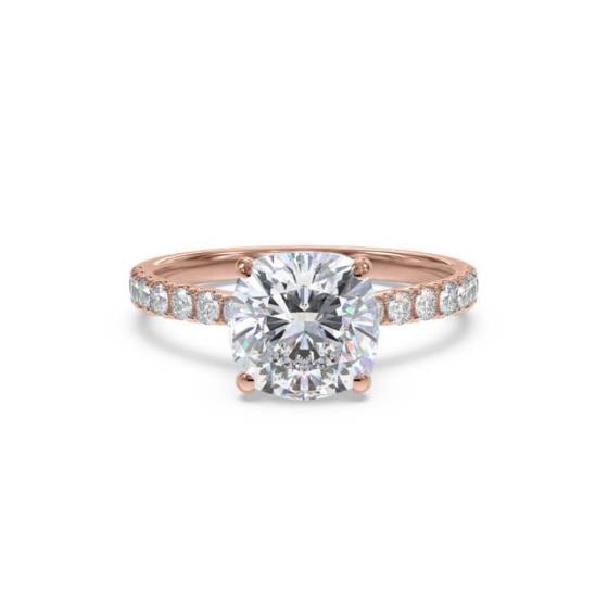 Cushion Shoulder Set Diamond Engagement Ring