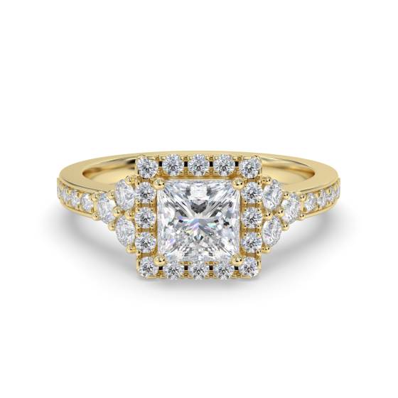 Princess Diamond Single Halo Designer Ring