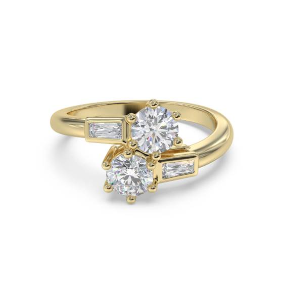 Two Stone Round Diamond Shoulder Set Ring