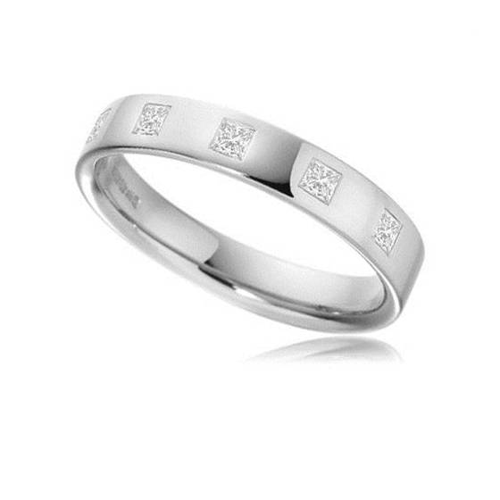 0.10ct VS/F-G 3mm Natural Princess Diamond Wedding Ring in Platinum