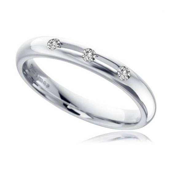 0.10ct VS/F-G 3mm Natural Round Diamond Wedding Ring in 18k White Gold