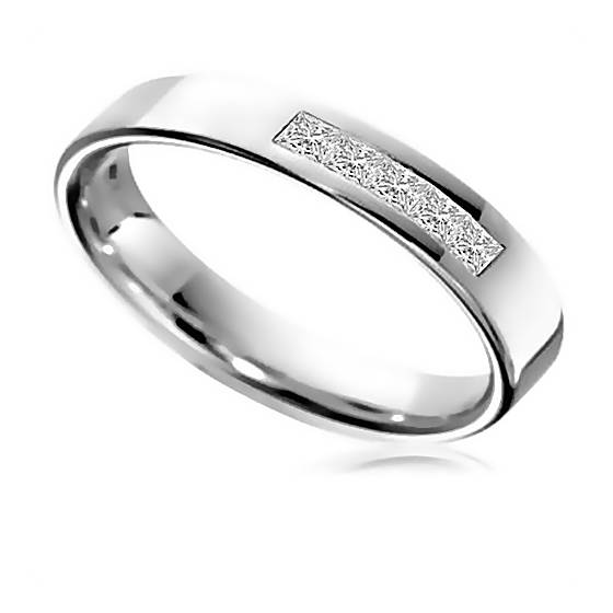 0.20ct VS/F-G Natural Princess Diamond Wedding Ring in Platinum
