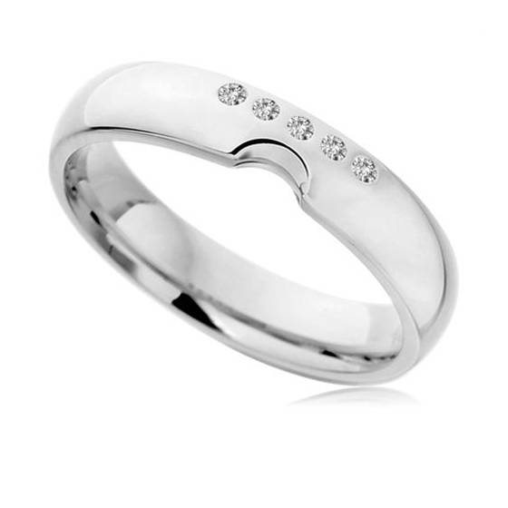 0.10ct SI/F-G 4mm Natural Round Diamond Wedding Ring in 18k White Gold