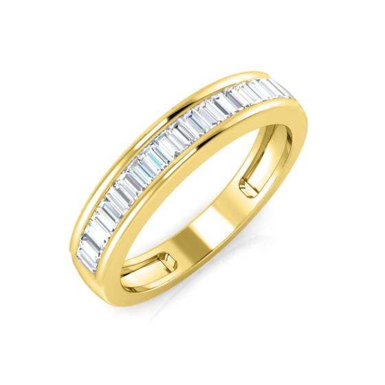 0.50ct VS/F-G Natural Baguette Diamond Half Eternity Ring in 18k Yellow Gold