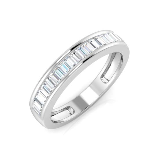 0.50ct VS/F-G Natural Baguette Cut Diamond Half Eternity Ring in 18k White Gold