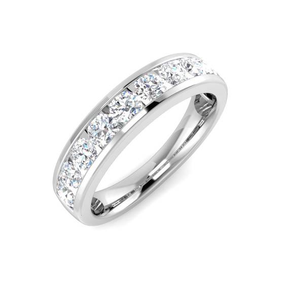 0.50ct VS/E-F Natural Round cut Diamond Channel Set Eternity Ring in 18k Yellow Gold