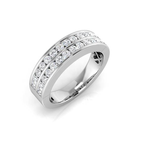 0.85ct VS/F-G Natural Round Cut Diamond Eternity Ring in Platinum