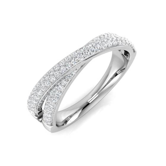 0.50ct VS/E-F Natural Round Cut Diamond Crossover Ring in 18k White Gold
