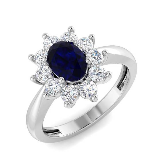 1.60ct VS/E-F Oval cut Blue Sapphire Gemstone Ring in Platinum