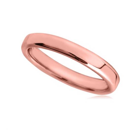 DHBRF3 Slight Court with Flat Edge Wedding Ring - Light weight, 3mm width