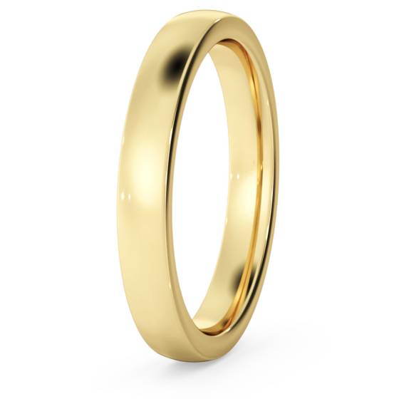 DHBRF3M Slight Court with Flat Edge Wedding Ring - 3mm width, Medium depth