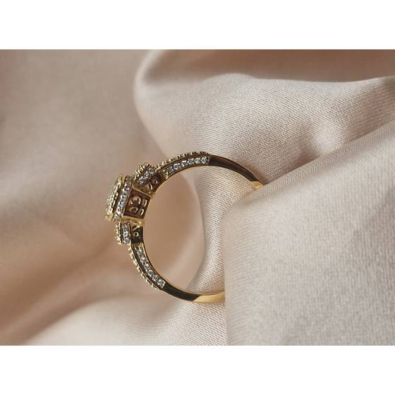 1.00ct VS1/F Natural Round Cut Diamond Split Shoulder Set Ring in 18k Yellow Gold