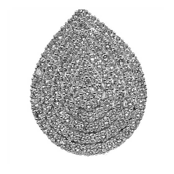 3.11ct VS/G-H Large Pear Shape Round Cut Natural Cluster Cocktail Diamond Ring in 9k White Gold