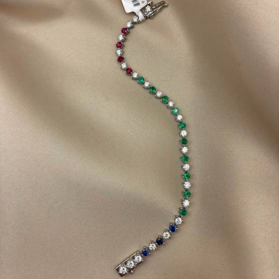 5.31ct VS/E-F Round Cut 6.5 Inches Gemstone Bracelet in Platinum