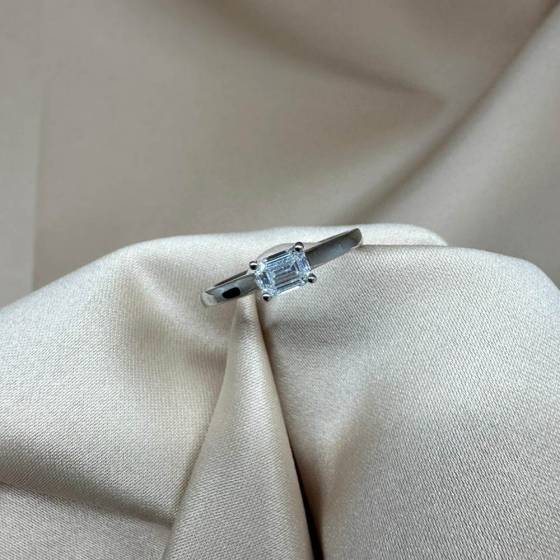 0.50ct SI1/F Emerald Cut Natural Diamond Solitaire Ring