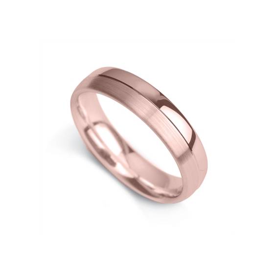 5mm Court Shape Polished and Satin Either Side Of A Central Groove